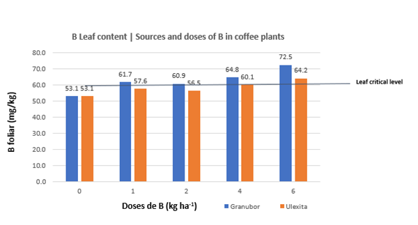 Graph of boron coffee leaf content